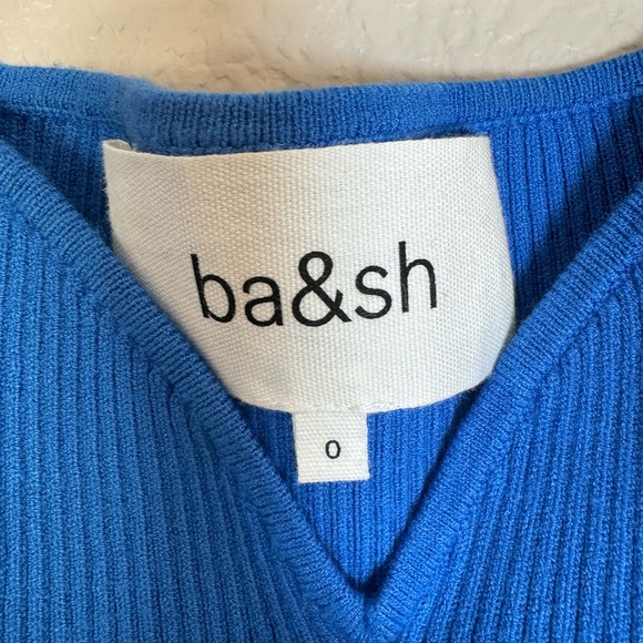 Ba&sh Oleane Dress Blue Ribbed Mini Dress $320 size 0 XS US 2 - Picture 7 of 11